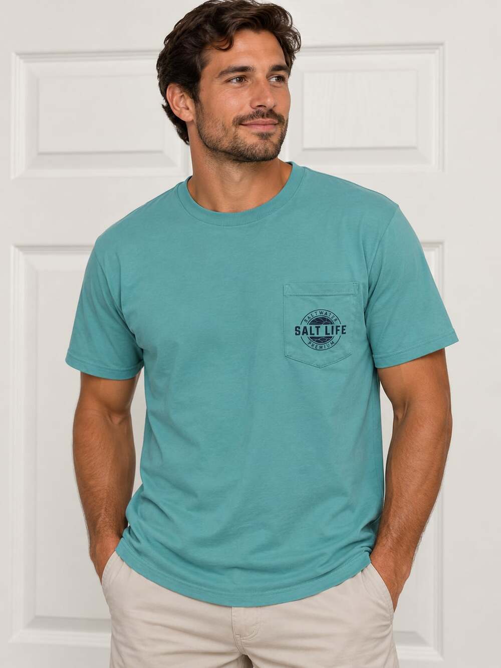 Salt Life Salty State Of Mind Graphic Pocket T-Shirt Teal Medium